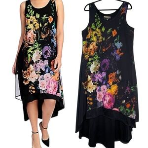 Marc Bouwer Unlimited WMNS Maxi Hi-Low Floral Sleeveless Tank Dress Lined Sz L
